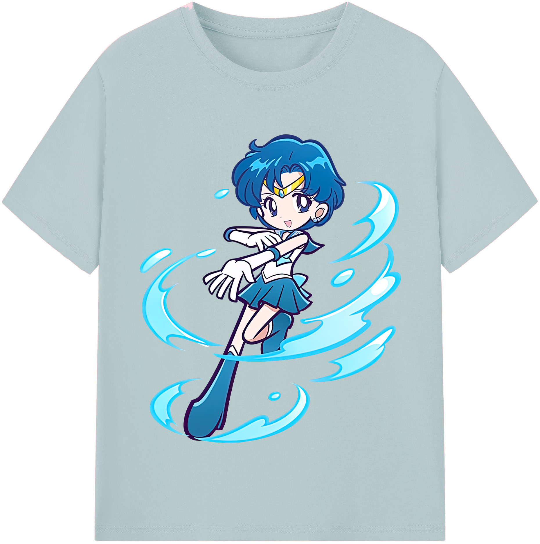 （画像用） 美少女戦士セーラームーン 水野 亜美 みずの あみ Sailor Moon Mizuno Ami 綿100％半袖Tシャツ（フロントプリント）